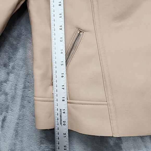 Charlotte Russe Jacket Women XS Pink Faux Leather Deep Pile Fleece Lined Moto - Picture 9 of 9